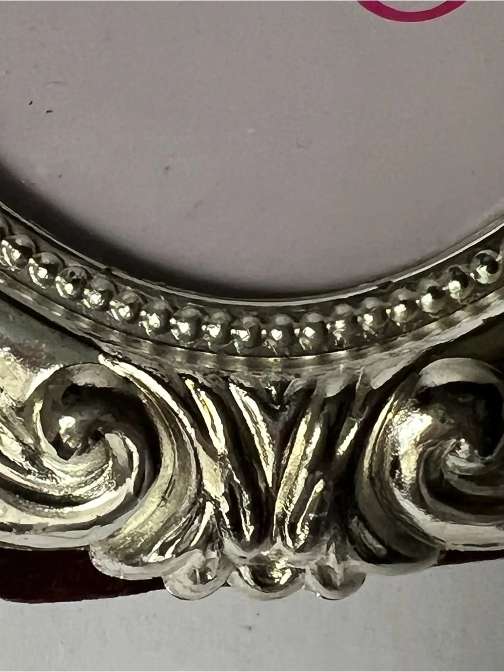 Vintage Telefloral  heavyweight, silver metal ornate oval picture frame